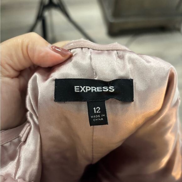 Express Pink Colorblock Strapless Ruched Dress Side Zip Size 12 - Picture 7 of 8